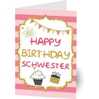 "Happy Birthday Schwester" Geburtstagskarte inkl. Umschlag von Luma