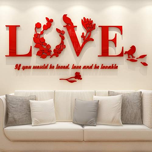 Love Wandtattoo 3D Wandaufkleber Innendekoration Heimdeko Geeignet für Schlafzimmer Wohnzimmer Hintergrund Wandkunst Sticker Wandbilder Rot Love Wandtattoo 3D Wandaufkleber Innendekoration Heimdeko Geeignet für Schlafzimmer Wohnzimmer Hintergrund Wandkunst Sticker Wandbilder Rot von Luming