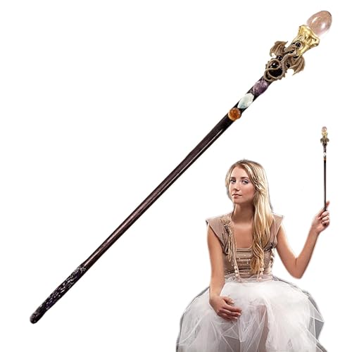 Lumiscent Fairy Witch Zauberstab - Cosplay Zauberstab | Handgemachte Requisiten Zubehör | Feine Handarbeit Amethyst Kristall Fee Zauberstab | Natürlicher Kristall für Rollenspiele Fangen Dekoration von Lumiscent