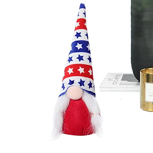 Lumiscent Gesichtslose Puppe zum Unabhängigkeitstag,Patriotische gesichtslose Plüschpuppe | Weicher Zwergen-Plüsch zum 4. Juli für den Gedenktag und den Unabhängigkeitstag von Lumiscent