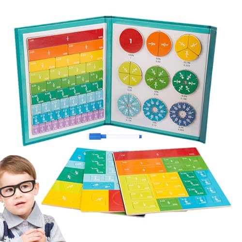 Magnetische Bruchsteine, Lernressourcen, Mathematik-Manipulationen, interaktives Mathematikunterricht, Manipulative für Vorschule, Grundschule, Bildungsressourcen, Klassenzimmer, Lernset von Lumiscent