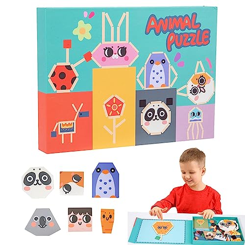 Puzzle-Tiere, Holz-Magnettafel-Puzzles - Magnetisches Holzbrettpuzzle - Lustiges Holzklötze-Puzzlespielzeug für Jungen, Mädchen, Kinder, Zuhause, Schule, Reisen von Lumiscent