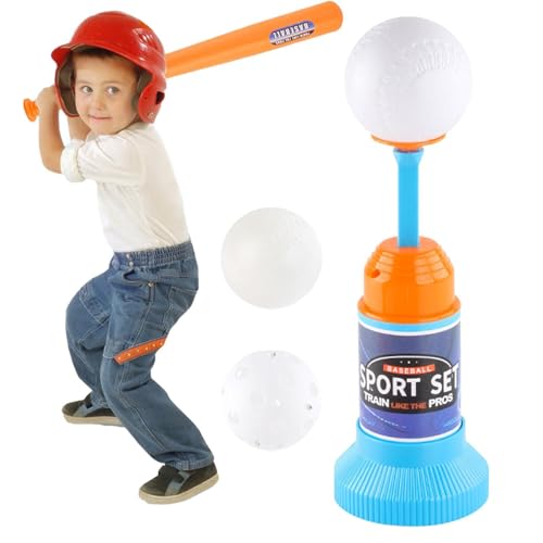 T-Ball-Set, Spielzeug für Kinder, Kinder-Baseball-Tees-Set, inklusive 3 Bällen, Baseball-Tees für und Kleinkinder, automatischem Ballwerfer, Outdoor-Sport-Tees, Ball-Set, Spielzeug, Geschenke f von Lumiscent