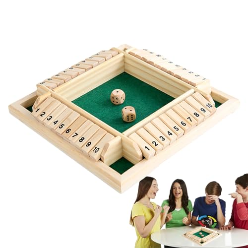 Wooden Shut The Box, Shut The Box Dice Game, Tabletop Games 2-4 Player, Enhances Math And Decision Making Skills Game For Learning Addition And Providing Entertainment von Lumiscent