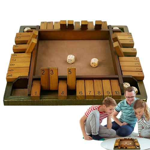 Wooden Shut The Box, Shut The Box Dice Game, Tabletop Games 2-4 Player, Enhances Math And Decision Making Skills Game For Learning Addition And Providing Entertainment von Lumiscent