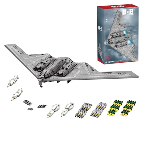 Lumitex B-2 Strategischer Stealth-Bomber Kampfflugzeug-Flugzeug Klemmbausteine Bauklötze, 1:70 Militär B2 Spirit Bomber mit Waffen Set für Erwachsene-2063 Teile, Entworfen von DarthDesigner von Lumitex