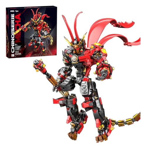 Lumitex Mech Figur Wukong Klemmbausteine Bausatz, Mythos Wukong Mech Wukong mit Waffe Goldbereifte Eisenstange Dekoration Sammler Spielzeug - 1312 Teile von Lumitex