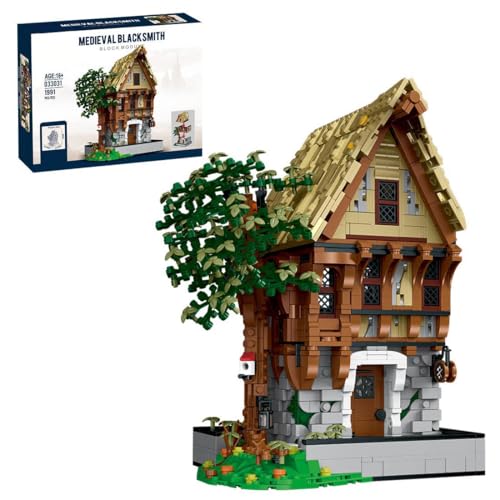 Lumitex Mittelalterliche Modular Architektur Medieval Blacksmith Klemmbausteine Bausteine Modular Haus Konstruktions 2024 Geschenke für Erwachsene, Kinder und Jugendliche - 1991 Teile von Lumitex