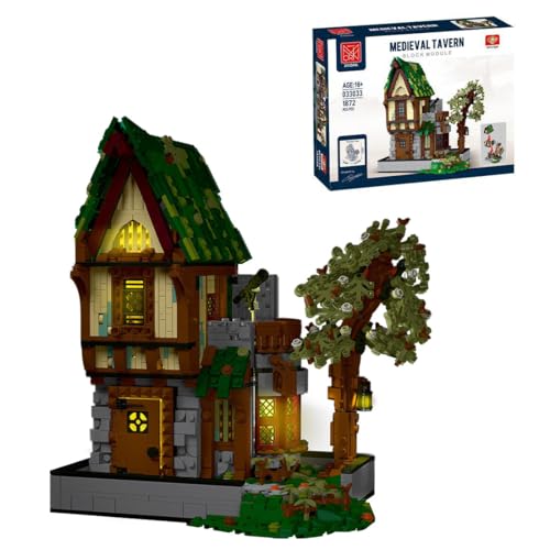 Lumitex Mittelalterliche Modular Architektur Medieval Tavern Klemmbausteine Bausteine Modular Haus Konstruktions 2024 Geschenke für Erwachsene, Kinder und Jugendliche - 1872 Teile von Lumitex