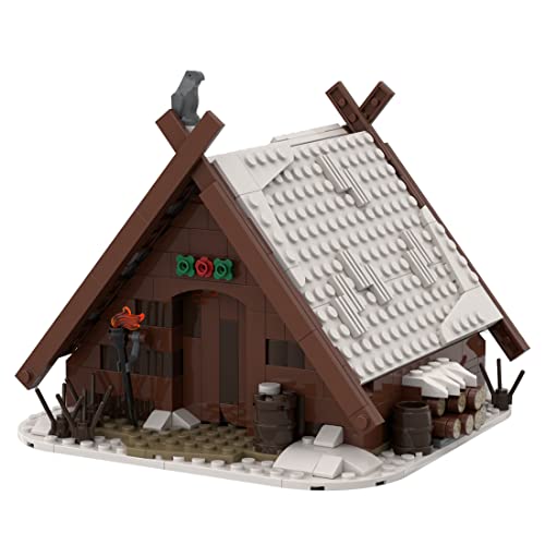 Lumitex Mittelalterliche Wikinger Haus Gebäude Winter Modular Buildings Bausteine, 332 Teile Haus Stadthaus Klemmbausteine MOC-93063 Mittelalterliche von Lumitex