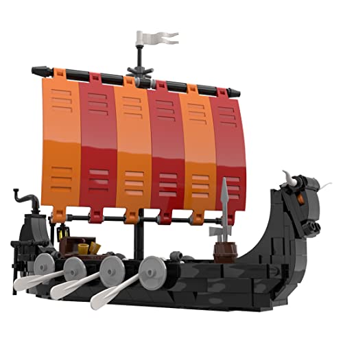 Lumitex Mittelalterliche Wikinger Schiff Modellbausatz 311 Teile Langschiff Architecture Bausteine Klemmbausteine Mittelalterliche Schmiede MOC-116513 von Lumitex