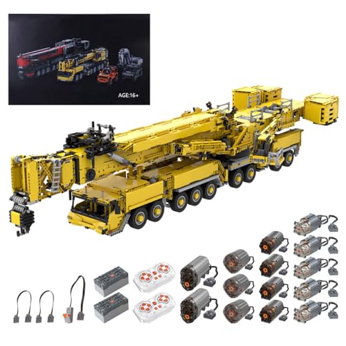 Lumitex Technology LTM11200 Kran Bausteine, 8528 Teile Groß Mobilkran LKW Konstruktionsspielzeug, MOC Kranwagen Baukasten Klemmbausteine mit with 14 Motors Raupenkran Bauklötze von Lumitex