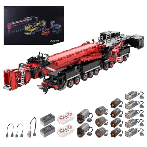 Lumitex Technology LTM11200 Kran Bausteine, 8528 Teile Groß Mobilkran LKW Konstruktionsspielzeug, MOC Kranwagen Baukasten Klemmbausteine mit with 14 Motors Raupenkran Bauklötze von Lumitex