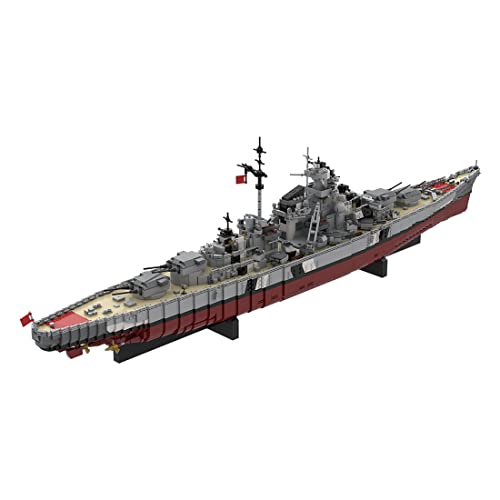 Lumitex WW2 UCS KMS Bismarck Battleship Modellbausatz, MOC-29408 Militär Schlachtschiffen 7164 Teile Maßstab 1:200 Modulare Kriegsschiff Bausteine Klemmbausteine von Lumitex