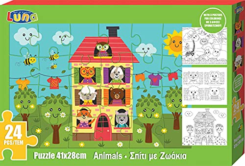 Luna Puzzle Tiere Junior 41 x 28 cm Karton 24-teilig von Luna