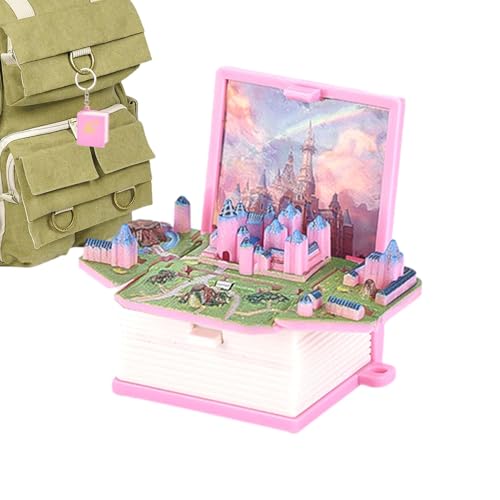 Enchanteds Schloss Schlüsselanhänger - Innovative Miniatures Dekompressionsspielzeug, Fidget Toy | Schlossbuch Schlüsselanhänger, Handheld -Spiel Spielzeug Pop-Out World Angst Dekompression von Lunaobrik