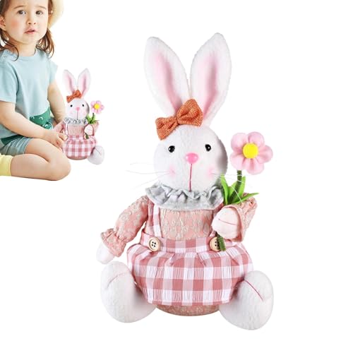 Lunaobrik Bunny Plüsch, Osterhase gefülltes Tier | Lustige ausgestopfte halten Ei oder Blume - 12in sitzendes Kaninchen -Plüsch -Spielzeugkissen für Wohnkultur-, Kinder-, Ostern- und Themenpartys von Lunaobrik