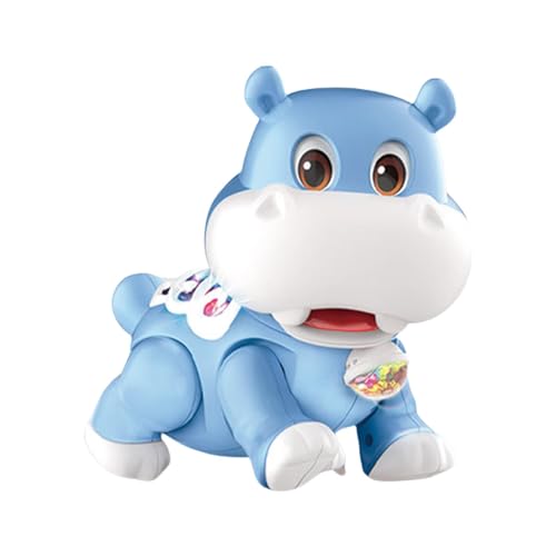 Lunaobrik Interaktives Kriechspielzeug, kriechendes Nilpferdbaby Musical Toy,Walking Baby Hippo Music Game - Spaß interaktives Tanzen wandelnder Spielzeug für Heimreisen von Lunaobrik