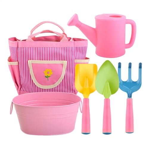 Lunaobrik Kids Gardening Set, Kids Gardening Tool Set | 6X Gartenwerkzeuge für Kinder mit Bewässerung dose - Outdoor Backyard Farm Lawn Gräber Unkrautspielzeug kreatives Denken Gartenset Set von Lunaobrik