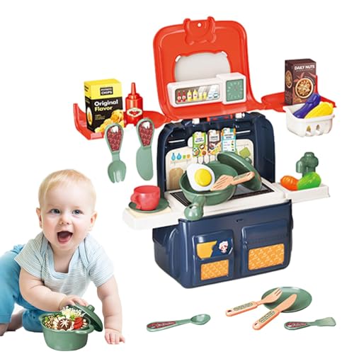 Lunaobrik Toddler Toy Kitchen, Kitchen Kids Play Set,Outdoor-Spielrucksack für Kinder | Tragbares interaktives Spielzeugzubehör für , Geburtstag von Lunaobrik