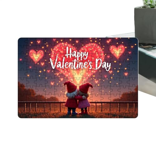 Lunaobrik Valentinstag-Puzzle,Valentinstag-Puzzle für Kinder - Lernpuzzlespiel - Buntes Lernpuzzle, Romantisches, herausforderndes Puzzle für Erwachsene, Set mit 130 entspannenden Familienpuzzles von Lunaobrik