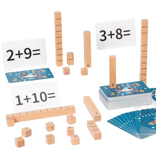 Lunaobrik Zählblöcke, Mathematikblöcke - Geruchslose Holznummer Bausteine ​​ | Homeschool Supplies, Addition & Subtraction Games für Kindergarten Kinder, und Mädchen von Lunaobrik