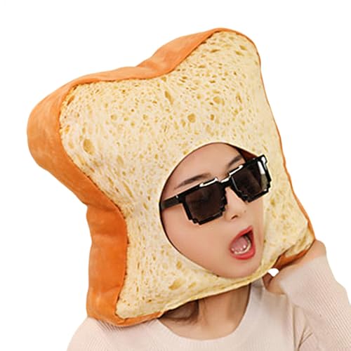 Lustiger Plüschhut - Plüsch Toast Kostüm Kopfstück, weiche Brotkostümhut | Food -Prom -Requisiten Hut, Maskerade Cosplay -Kopfbedeckung, Foto -Requisiten Dress -up Accessoires für erwachsene Kinder, 3 von Lunaobrik