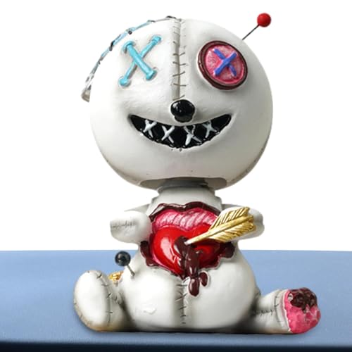 Voodoo Doll Bobble Head Toys - Auto Shaking Head Ornament, Curse Doll Dashboard Dekoration | Auto Innenausstattung Süßes Schüttlerkopfpuppen für Auto -Armaturenbrett, Zuhause, Desktop -Dekoration von Lunaobrik