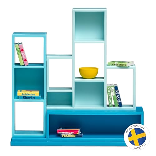 Lundby Bücherregal Puppenhaus - Möbelset 12-teilig - Möbel - Puppenhauszubehör - Regal mit 10 herausnehmbaren Büchern - Zubehör - ab 4 Jahre - 11 cm Puppen - Minipuppen 1:18 von Lundby