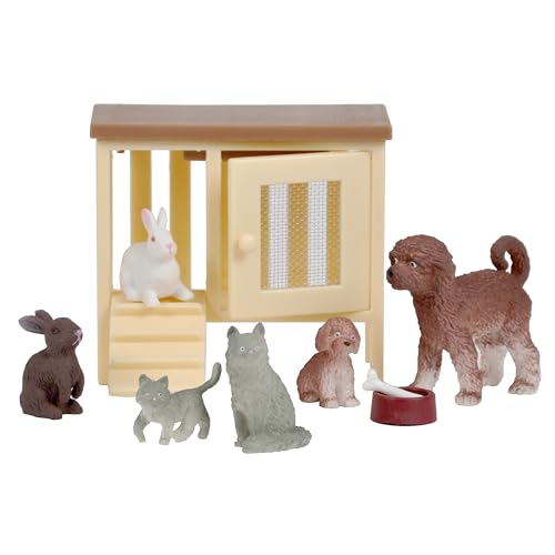 Lundby Haustiere für Puppenhaus - 9-teilig - Puppenhauszubehör - Hund - Katze - Kaninchen - Figure - Tier - Kätzchen - Welpen - Zubehör - ab 4 Jahre - Minipuppen 1:18 von Lundby