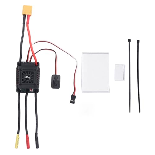 Luocute 60A RC Brushless ESC, Elektrischer Geschwindigkeitsregler für RC-Autos mit Mehreren Schutzfunktionen, Einstellbar, Kompatibel mit 1:10-Kurzstrecken-LKWs, Vierrädrigen Fahrzeugen von Luocute