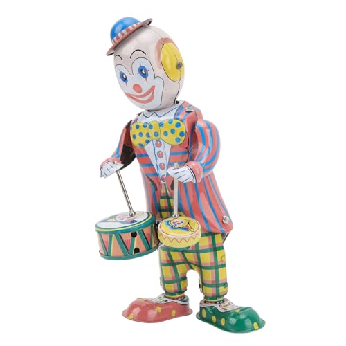 Luocute Clown-Schlagzeuger-Spielzeug, Handgefertigter Aufzieh-Clown Im Retro-Stil Als Schreibtischdekoration von Luocute