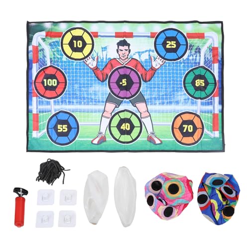 Luocute Fußball-Spielset, Fußballspielausrüstung für Drinnen und Draußen, Hinterhof, Garten, Wurf-Fußball-Zielspiel für mit 1 Flanell-Fußballtor, 2 Weichen Fußbällen von Luocute