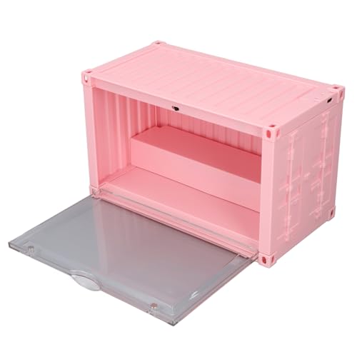 Luocute Vitrine für Miniaturfiguren, Arbeitsplatte, LED-Glühspielzeug-Aufbewahrungsschrank mit Tür, Staubdichte Mini-Actionfiguren-Vitrine für Modelle, Sammlerstücke, Spielzeug (PINK) von Luocute