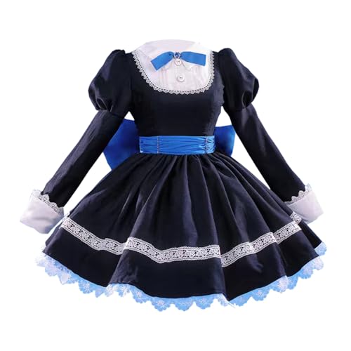 Anime Cosplay Kostüm Dienstmädchen Lolita Kleid Gürtel Halloween Party Kleidung für Mädchen (Schwarz, personalisierbar) von Luoweiming