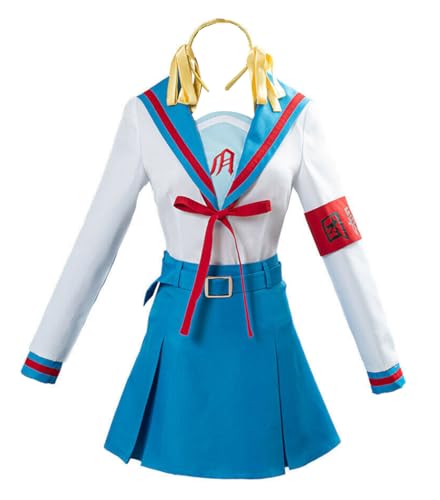 Anime Cosplay Suzumiya Haruhi Cosplay Kostüm Damen Mädchen Jk Uniform Kleid Halloween (Blau, personalisierbar) von Luoweiming