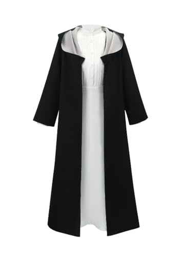 Anime Fern Cosplay Kostüm, weißes langes Kleid und schwarzer Robe, Halloweenanzug, Party (schwarz, personalisierbar) von Luoweiming