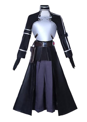 Anime Kirigaya Kazuto Cosplay Kostüm Halloween Party Komplettes Set Damen Mädchen Kleidung (Schwarz, personalisierbar) von Luoweiming