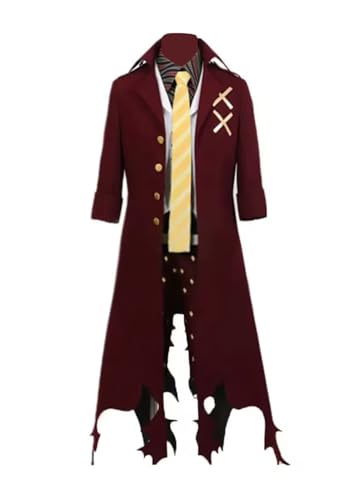 Luoweiming Anime Amaimon Cosplay-Kostüm, Oberteil, Weste, Hose, Mantel, Bindegürtel, Halloween-Party-Set (Rot, XXXL) von Luoweiming