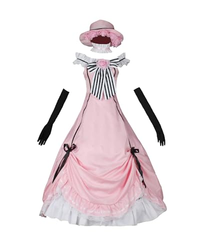 Luoweiming Anime Ciel Phantomhive Cosplay-Kostüm, Dienstmädchen, komplettes Set, Kleid, Party-Uniform, personalisierbar (Rosa, XL) von Luoweiming