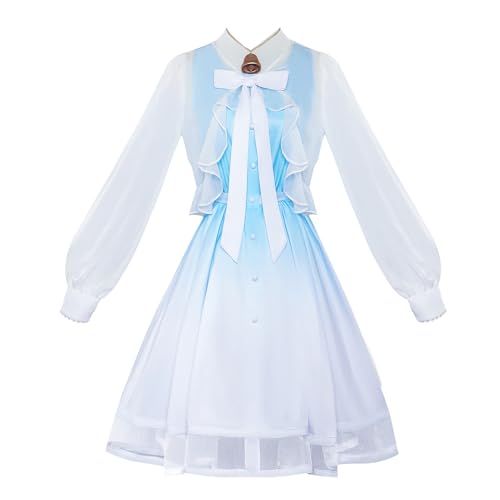 Luoweiming Anime Genshin Impact Ganyu Cosplay Kostüm für Halloween Party Karneval Damen Blaues Kleid (Blau, L) von Luoweiming