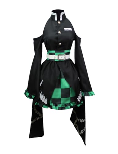 Luoweiming Anime Kamado Tanjirou Cosplay-Kostüme, Halloween, Weihnachten, Party, Damen-Uniformen (Schwarz, XL) von Luoweiming