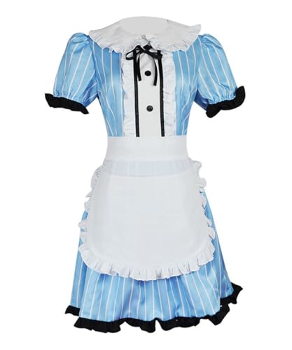 Luoweiming Anime Shiragiku Ono Cosplay Kostüm Dienstmädchenkleid Schürze für Halloween Kleidung Anzug (Blau, M) von Luoweiming