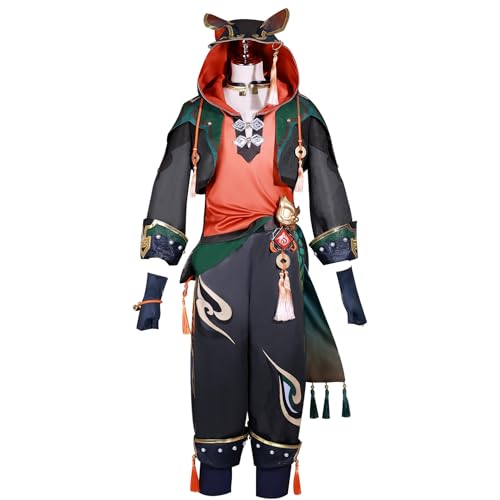 Luoweiming Genshin Impact Gaming-Cosplay-Kostüm, komplettes Set, Outfit-Set, Halloween-Partykleidung (Schwarz, XL) von Luoweiming