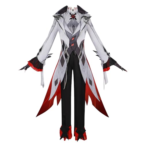 Luoweiming Genshin Impact Harlekin Cosplay Kostüm Uniform Anzug Halloween Karneval Party Komplettes Set (Weiß, L) von Luoweiming