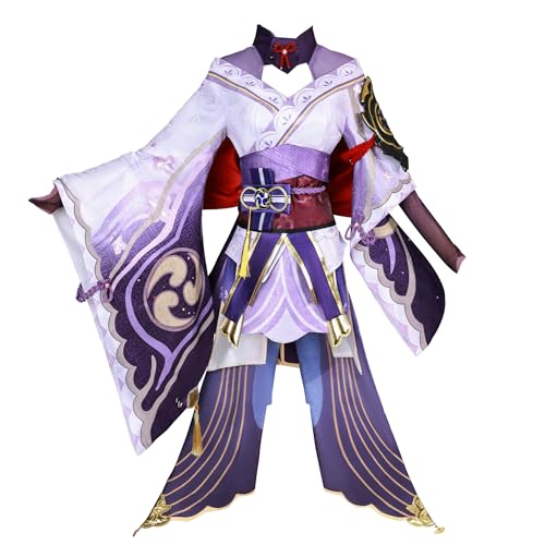 Luoweiming Genshin Impact Raiden Shogun Cosplay Kostüm Karneval Uniform Anime für Halloween Damen (Lila, L) von Luoweiming