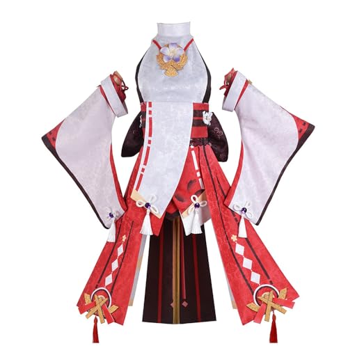 Luoweiming Genshin Impact Yae Cosplay-Kostüm, Uniform, Halloween-Kleidung für Damen, komplettes Set, Rot, Größe L von Luoweiming