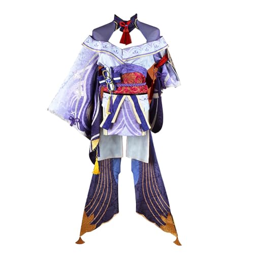 Luoweiming Raiden Shogun Cosplay Anime Genshin Impact Kostüm Outfits Kleid Halloween Party Kleidung (Lila, XL) von Luoweiming