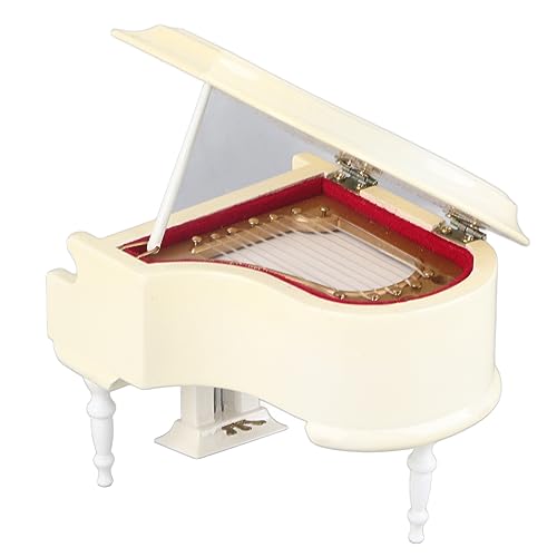 Holzklavier -Musikbox Mini Klaviermodell mit Bank, Miniaturklavier, Exquisites Klaviermusikinstrumentmodell für Ihre oder Musikerfreunde, White von Luqeeg