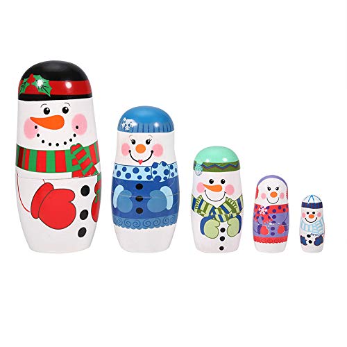 Luqeeg 5pcs Weihnachten Handbemalte Süße Holzmatryoshka Puppen, Russische Nistpuppen mit Holz, Gleichmäßig Farbig, Multi Layer Verschachtel für Festivaldekorationen, Kinderspielzeug (Großer Luqeeg 5pcs Weihnachten Handbemalte Süße Holzmatryoshka Puppen, Russische Nistpuppen mit Holz, Gleichmäßig Farbig, Multi Layer Verschachtel für Festivaldekorationen, Kinderspielzeug (Großer von Luqeeg